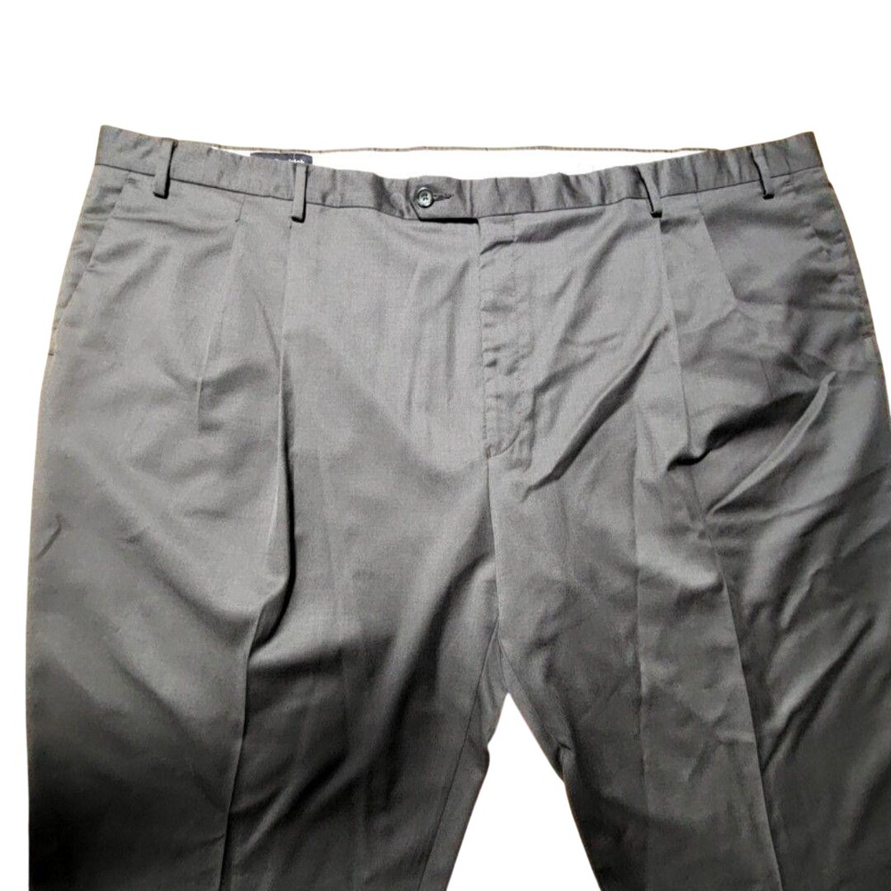 Paul Fredrick Pants Mens 54x32 Gray Wool Pleated Dress Flannel Relaxed Fit